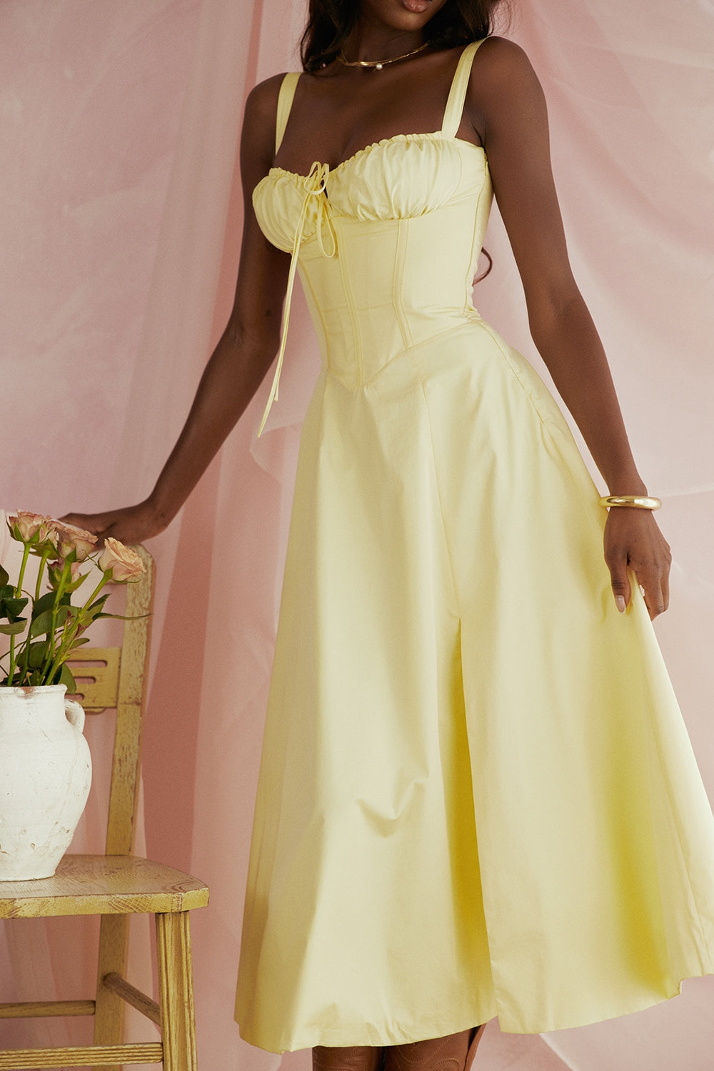 Flora- Corset A-Line Midi Dress
