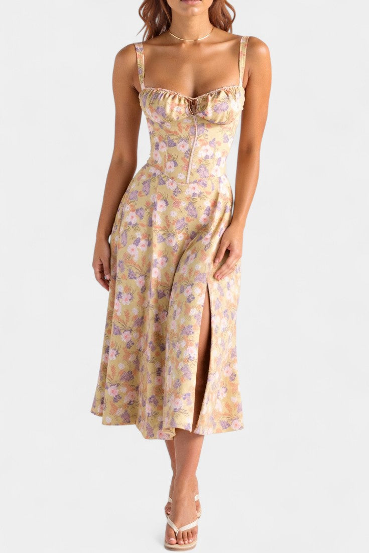 Flora- Corset A-Line Midi Dress