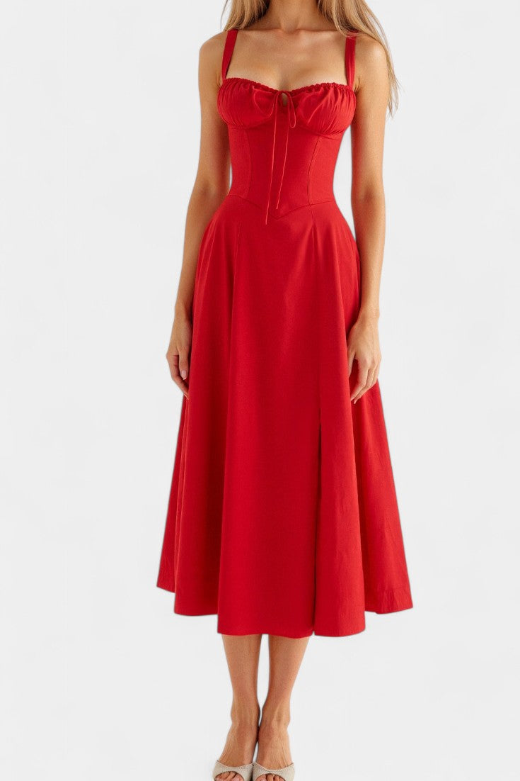 Flora- Corset A-Line Midi Dress