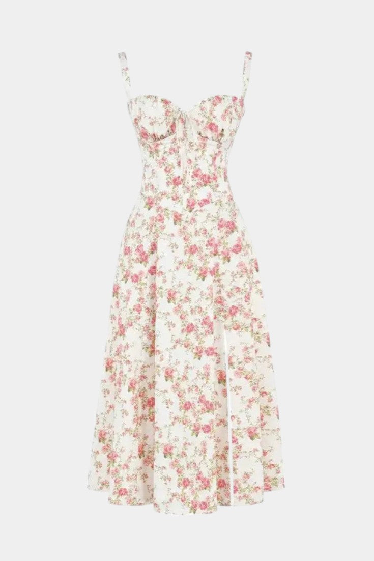 Flora- Corset A-Line Midi Dress