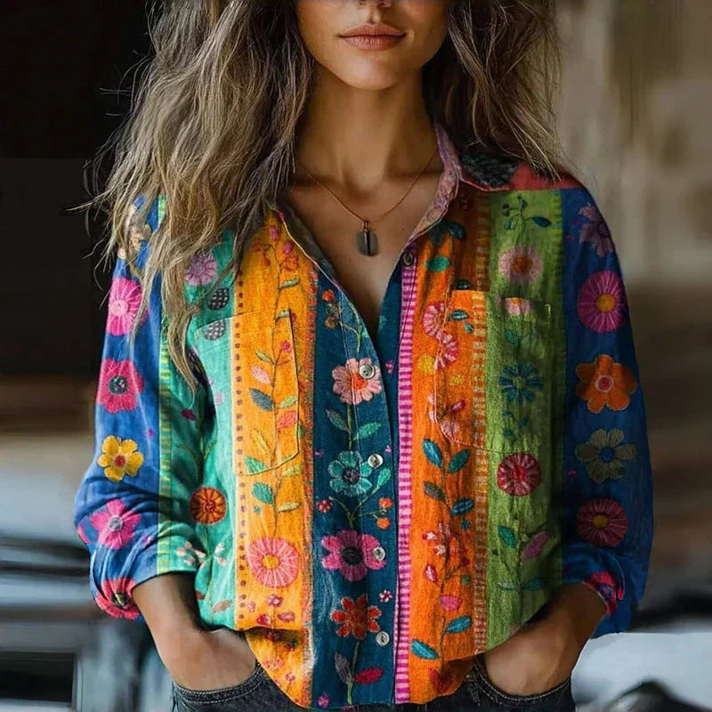 Nives™ Printed Vintage Blouse