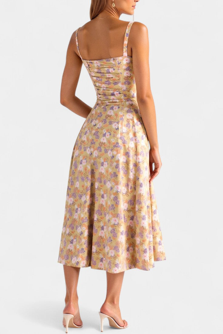 Flora- Corset A-Line Midi Dress