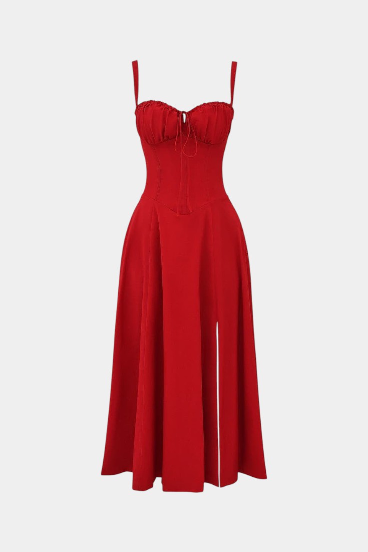 Flora- Corset A-Line Midi Dress