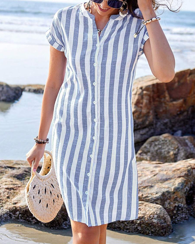 Madeline™ | Elegant striped shirt dress