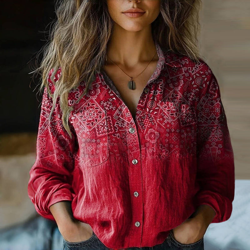 Nives™ Printed Vintage Blouse