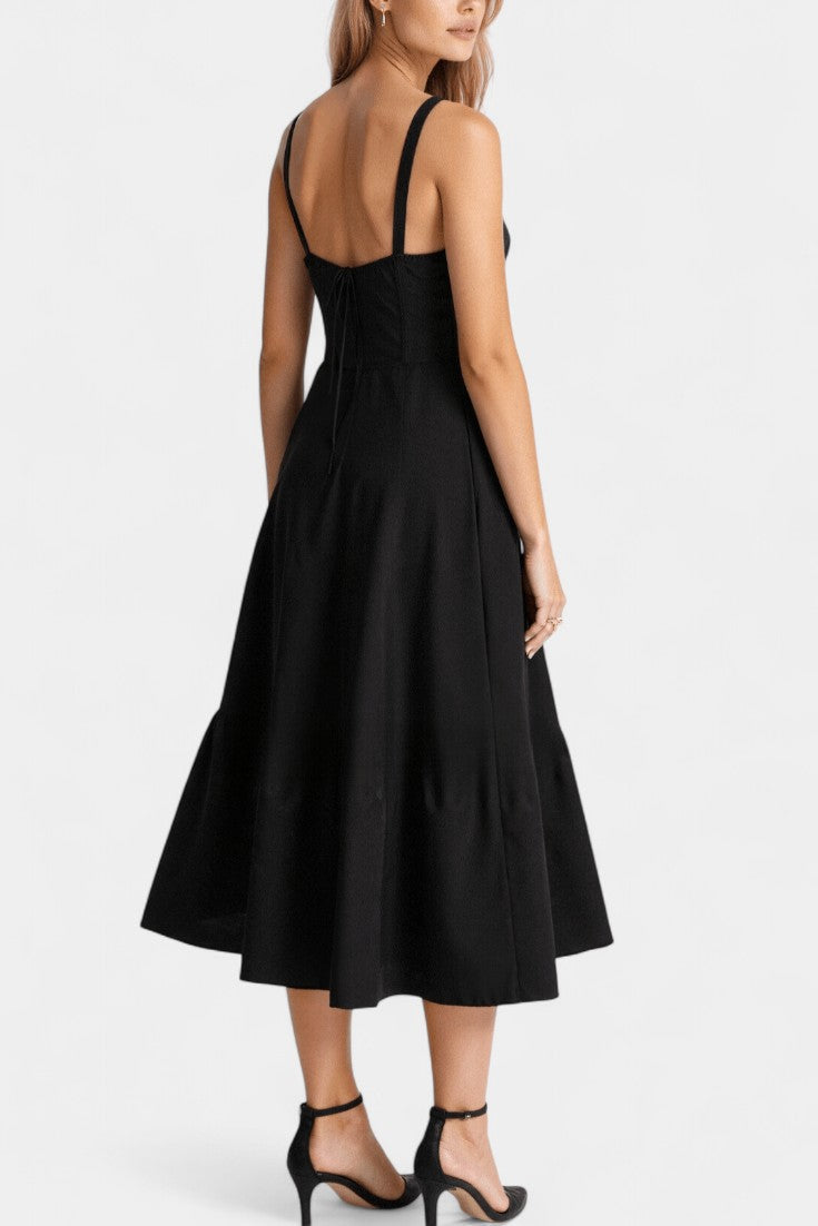 Flora- Corset A-Line Midi Dress