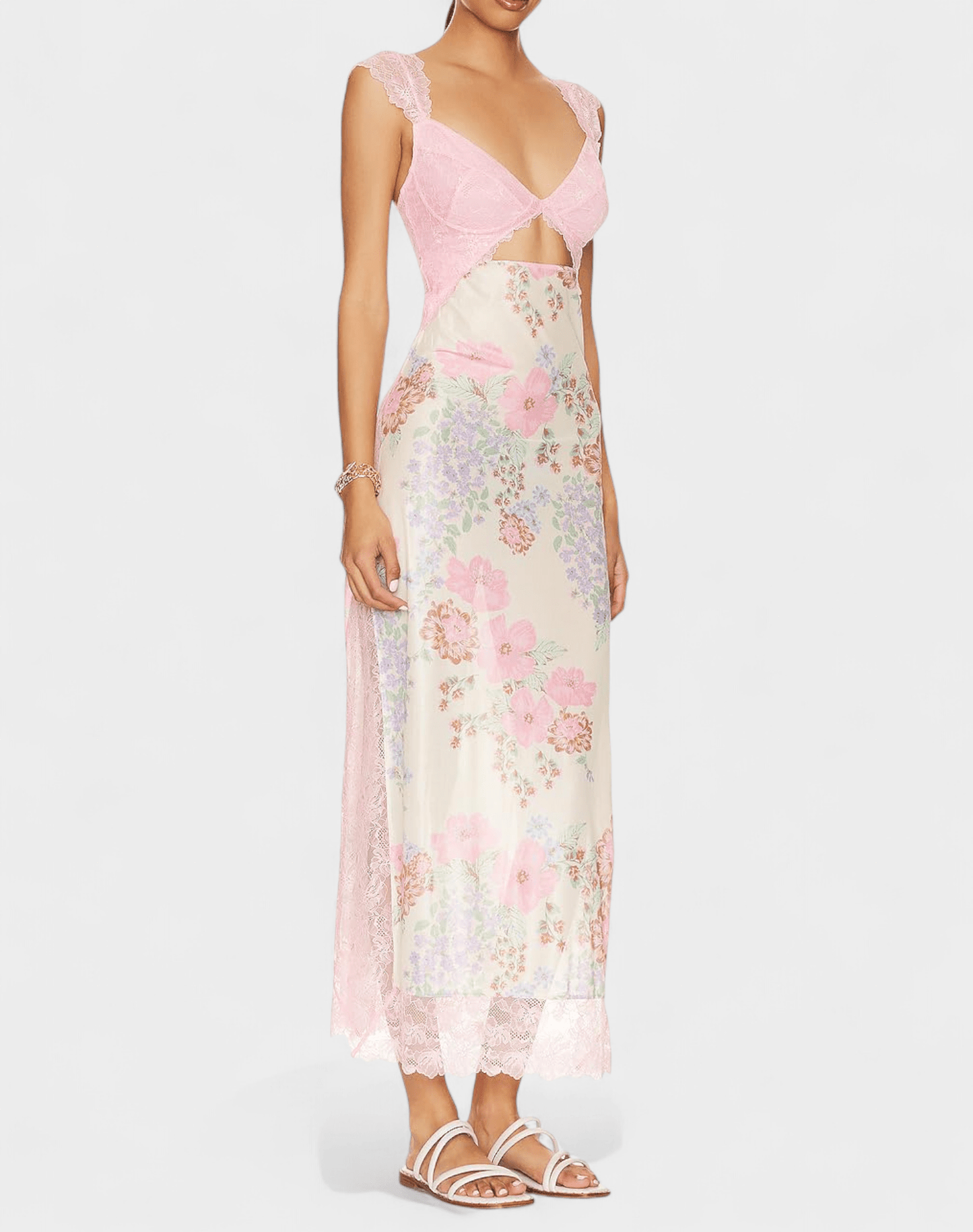 Amara | Lace Patchwork Backless Maxi Dress