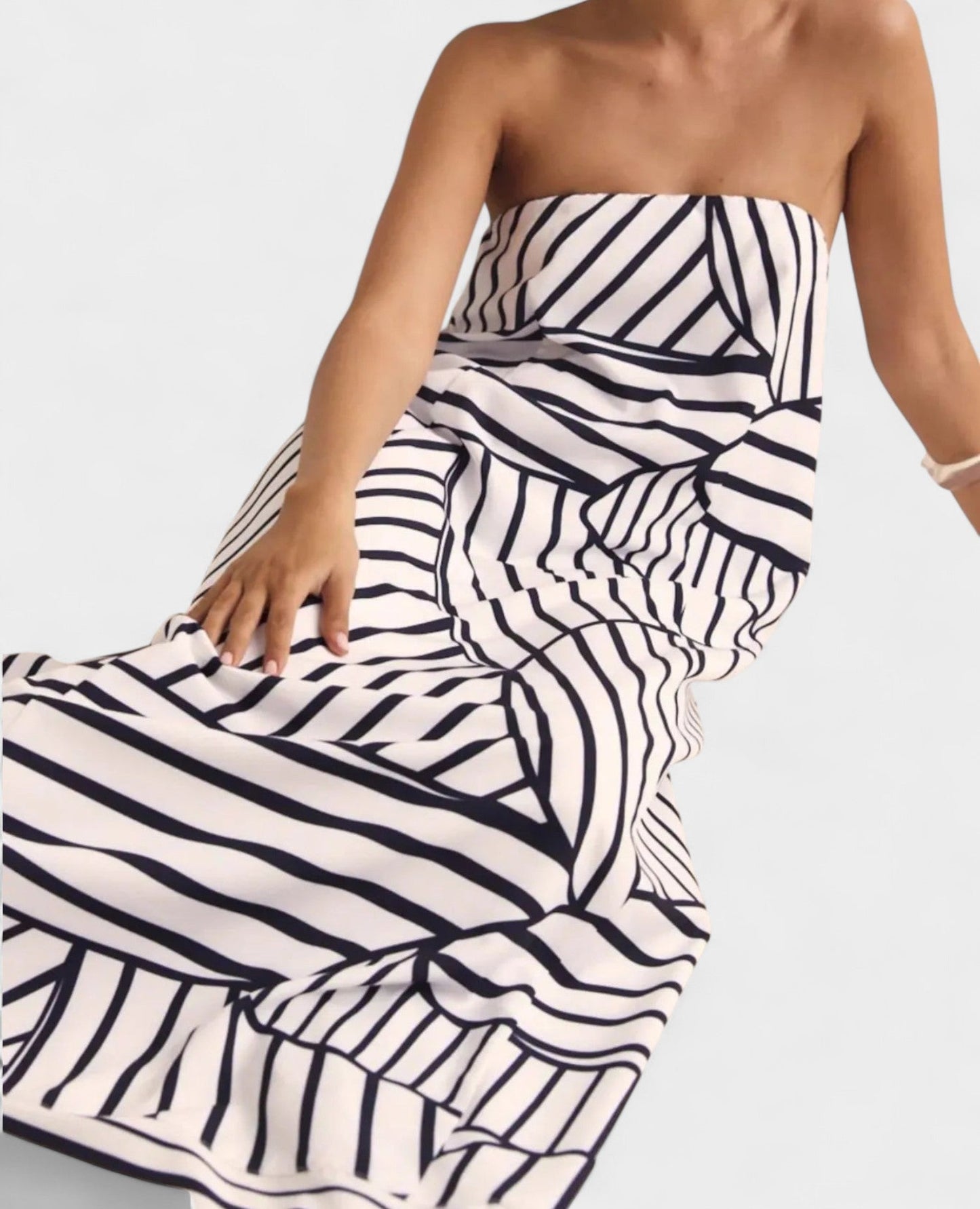 Aria | Geometric Off-Shoulder Maxi Dress