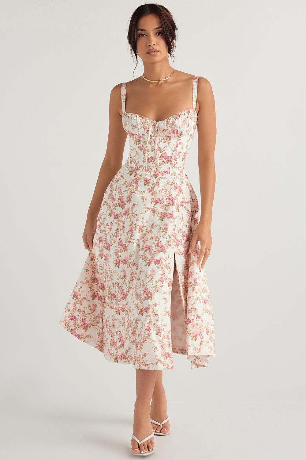 Flora- Corset A-Line Midi Dress