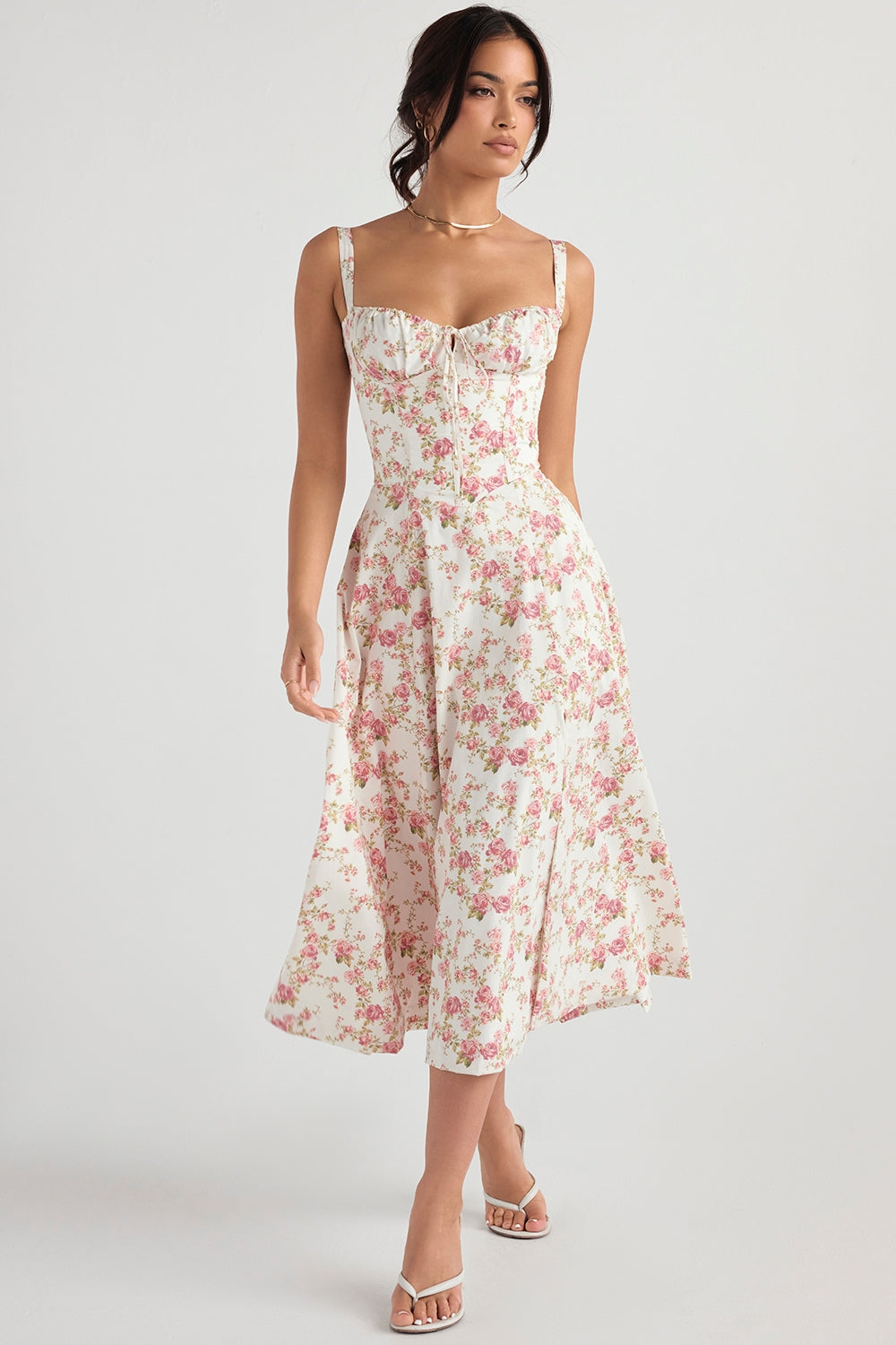 Flora- Corset A-Line Midi Dress