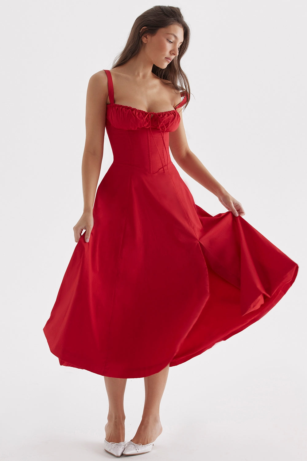 Flora- Corset A-Line Midi Dress