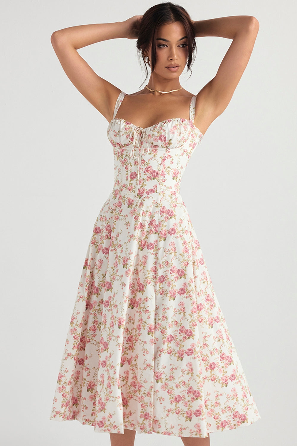 Flora- Corset A-Line Midi Dress