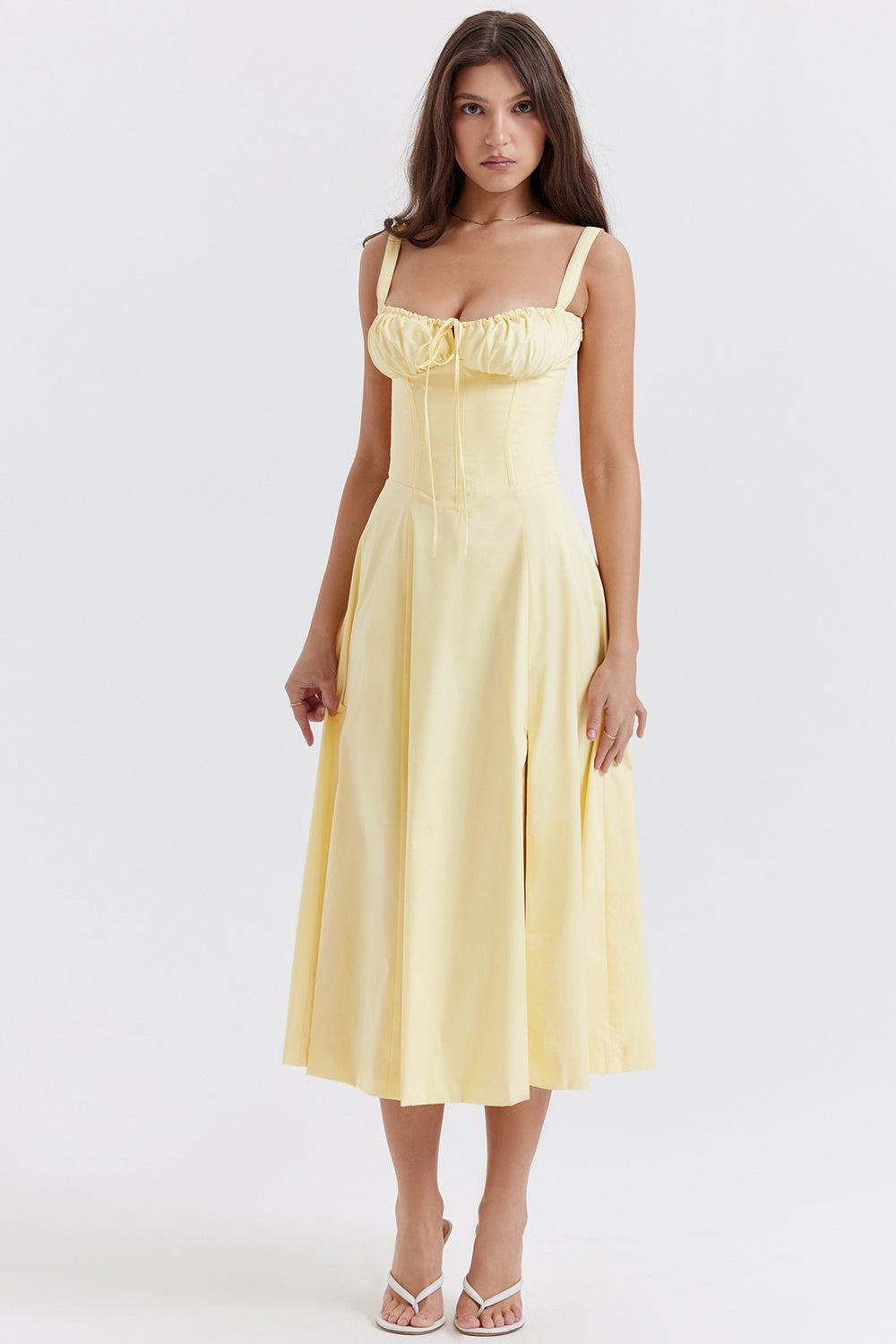 Flora- Corset A-Line Midi Dress