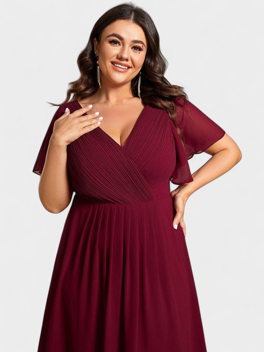 Elena | V-Neck High-Low Chiffon Midi Dress