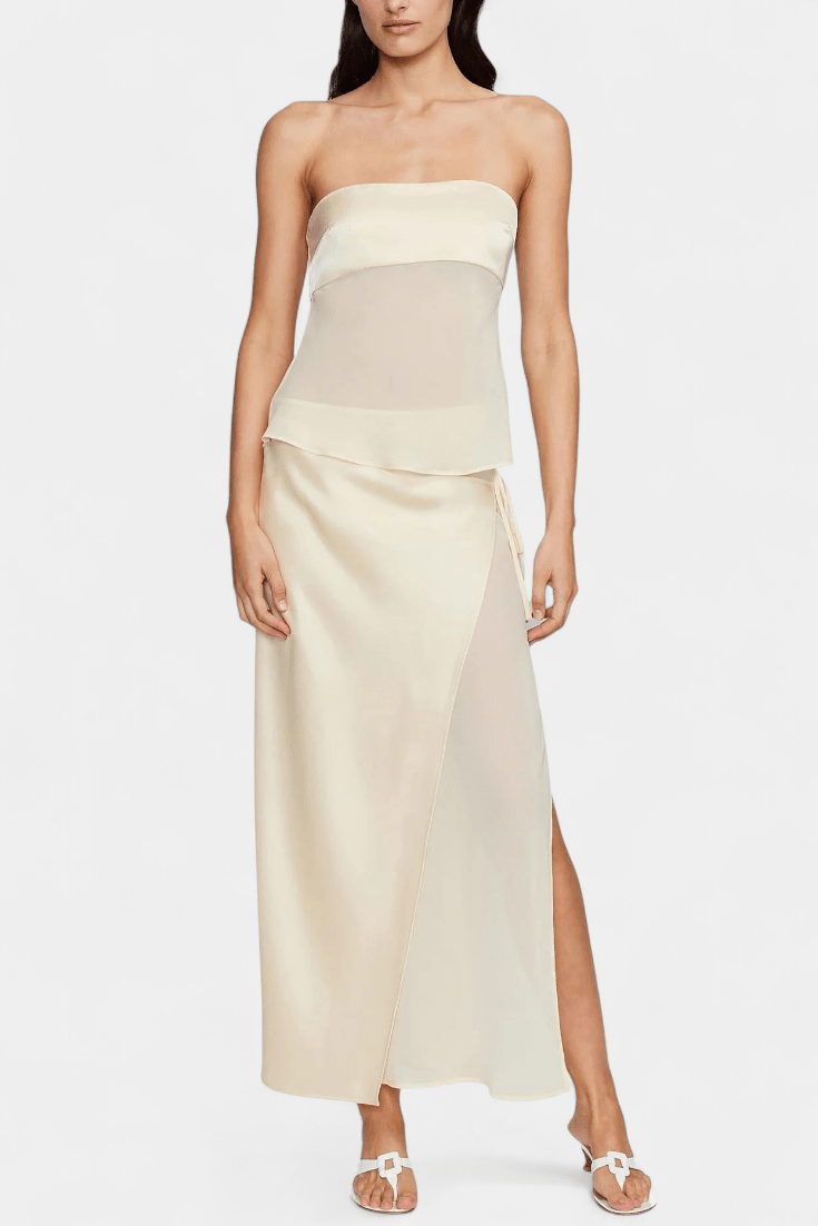 Fiona | Buttercream Strapless Midi Skirt Set