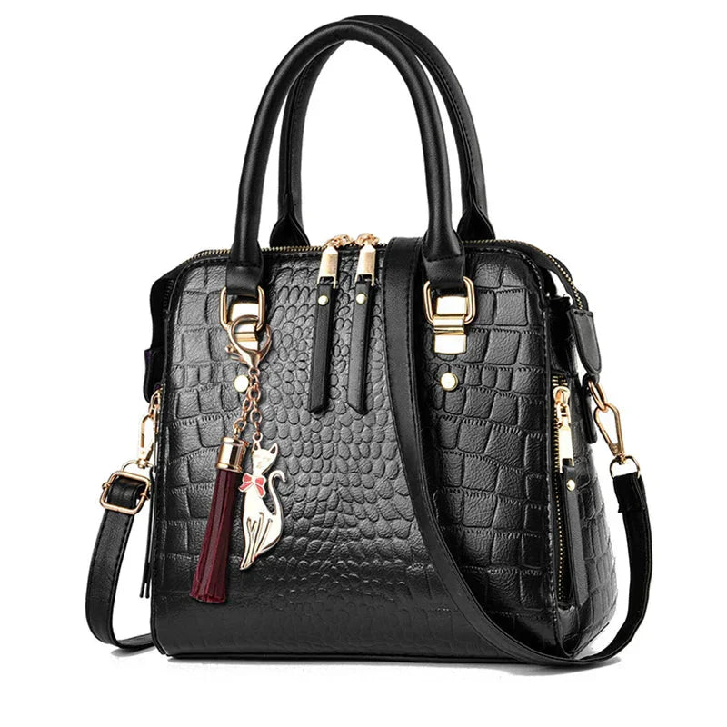 Millie® Leather Handbag with Crocodile Embossed Design