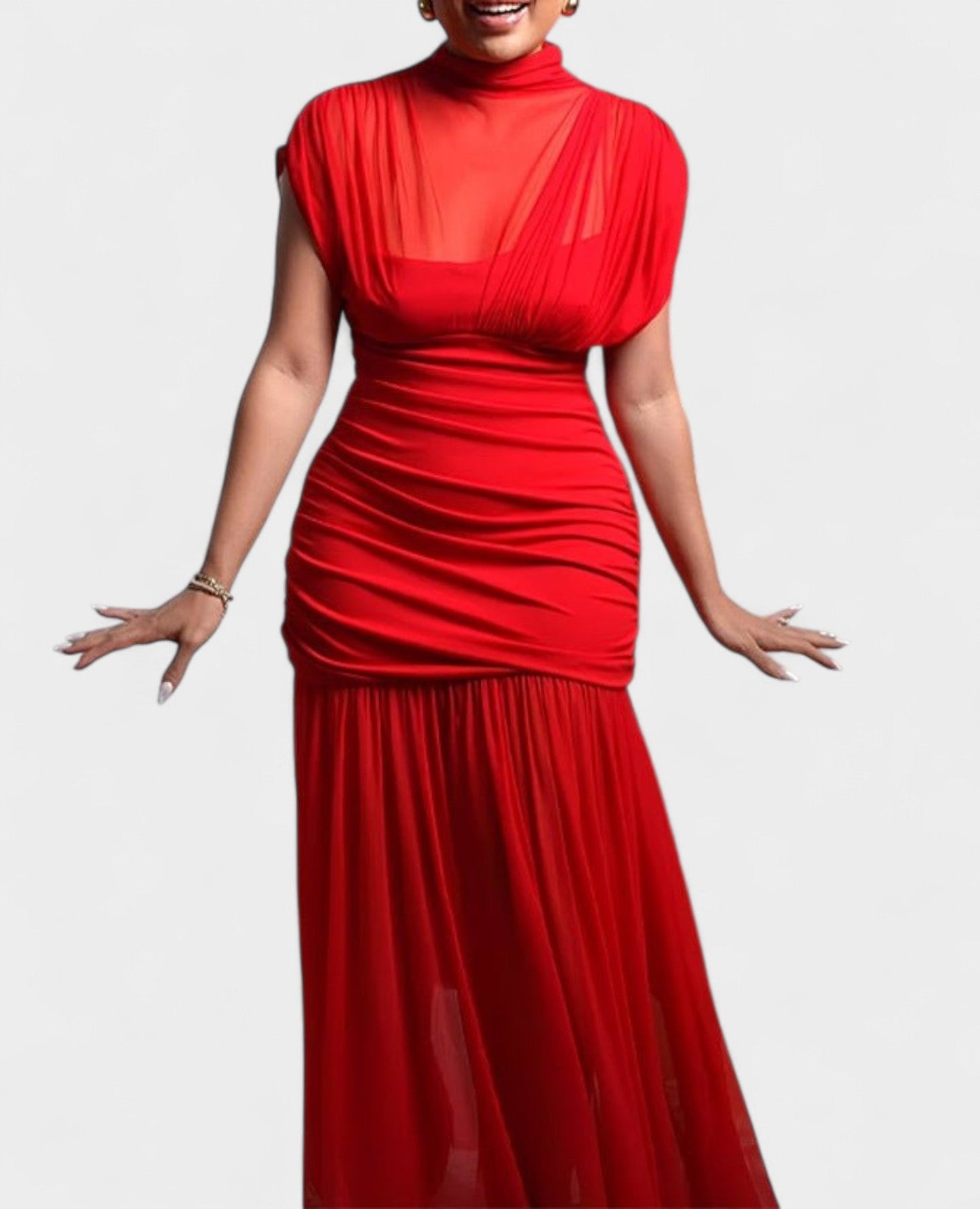 Serena | Draped High Neck Maxi Dress