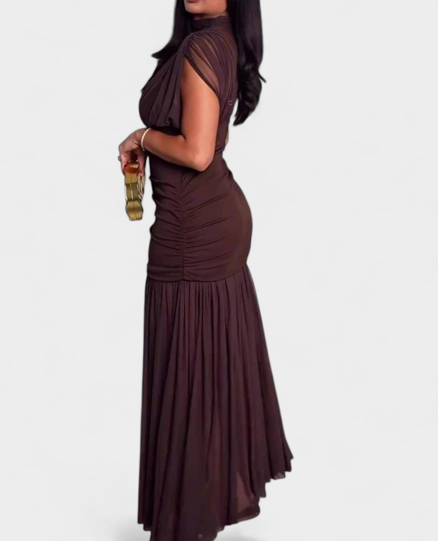 Serena | Draped High Neck Maxi Dress