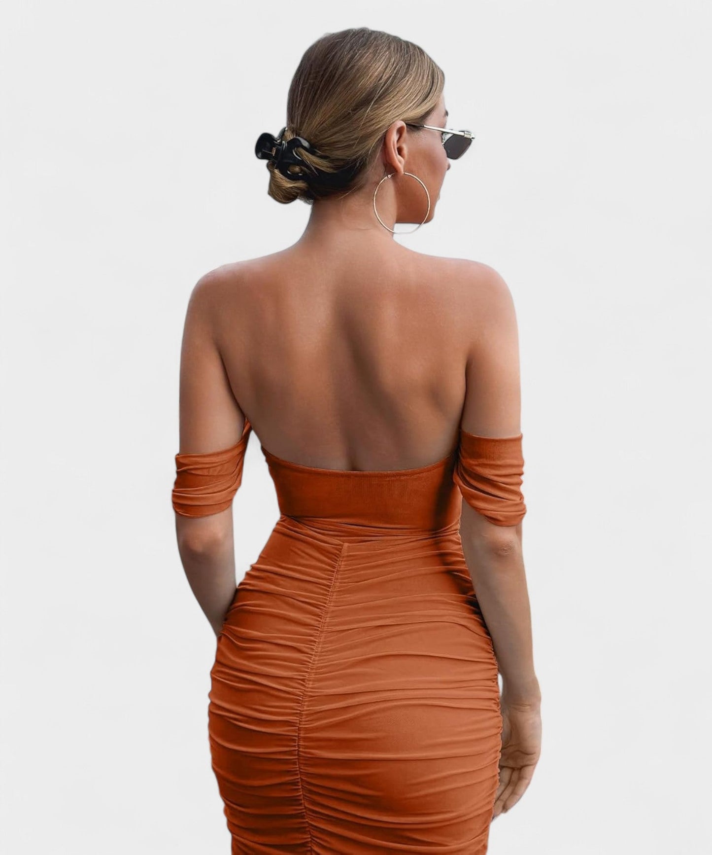 Sofia | Off-Shoulder Ruched Bodycon Midi Dress
