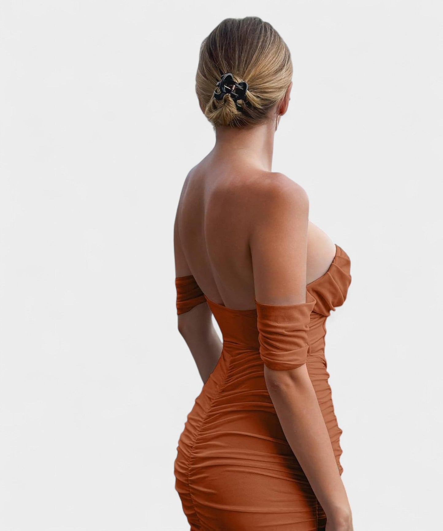 Sofia | Off-Shoulder Ruched Bodycon Midi Dress