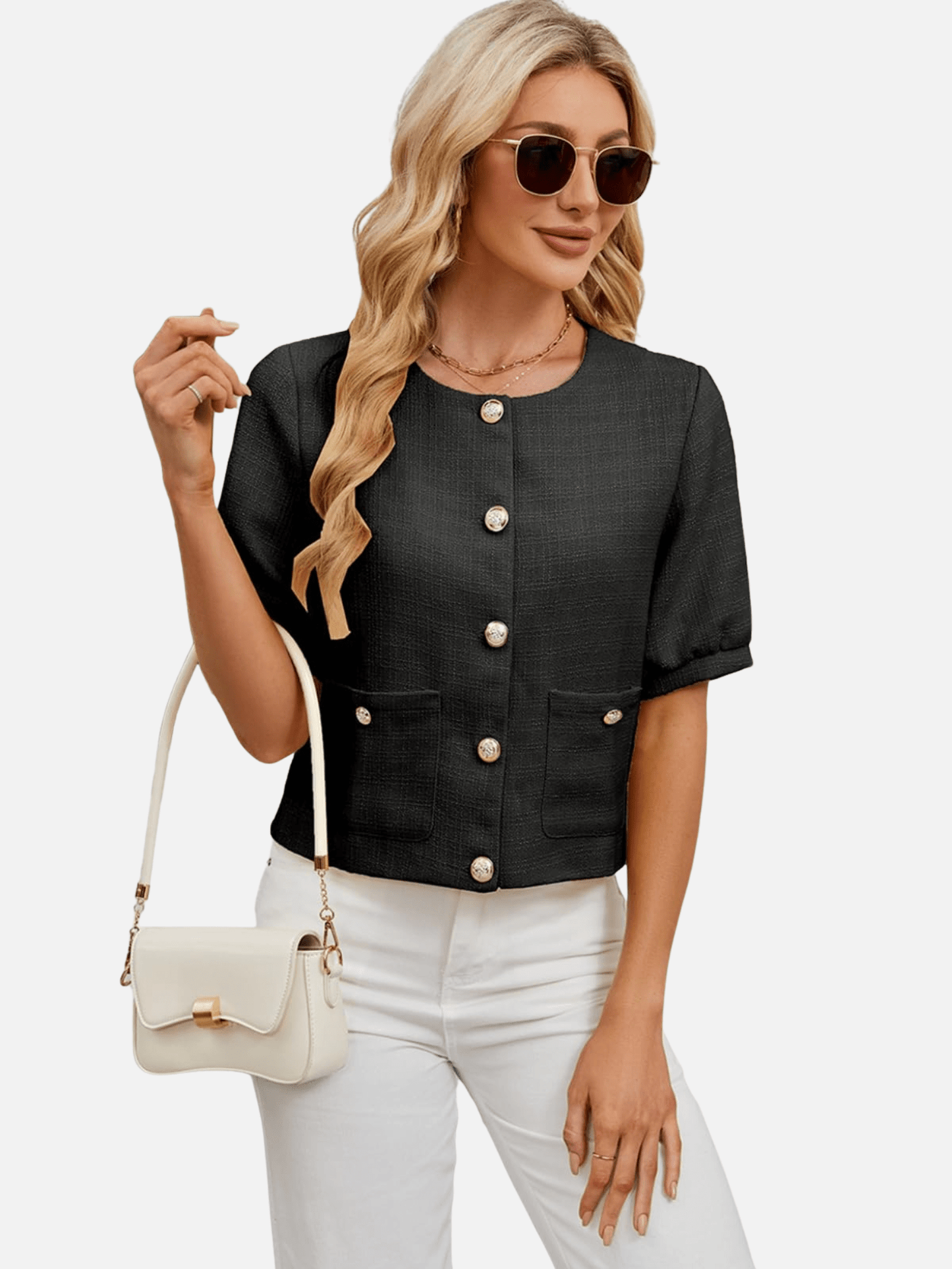 Vivienne | Cropped Tweed Blazer Jacket