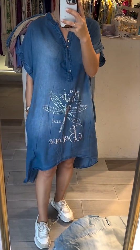 Marilyn - Casual denim dress with V-neck and buttons, ideal for everyday style
