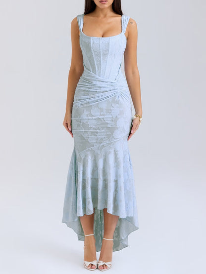 Cesca - Floral Burnout Corset Maxi Dress