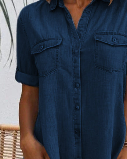 Marilyn - Midi Dress with Lapel Collar and Button