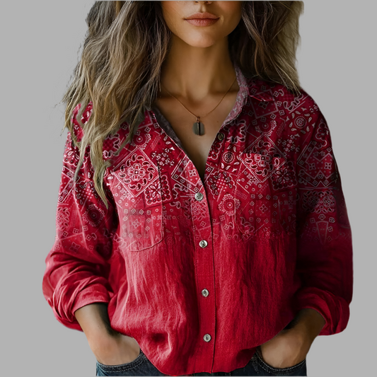 Nives™ Printed Vintage Blouse