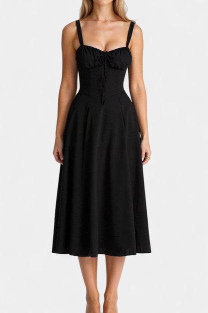 Flora-  Corset A-Line Midi Dress