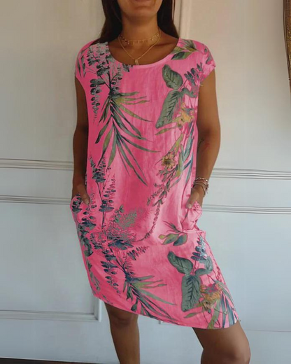 Ofeliya™ | Printed Linen Dress