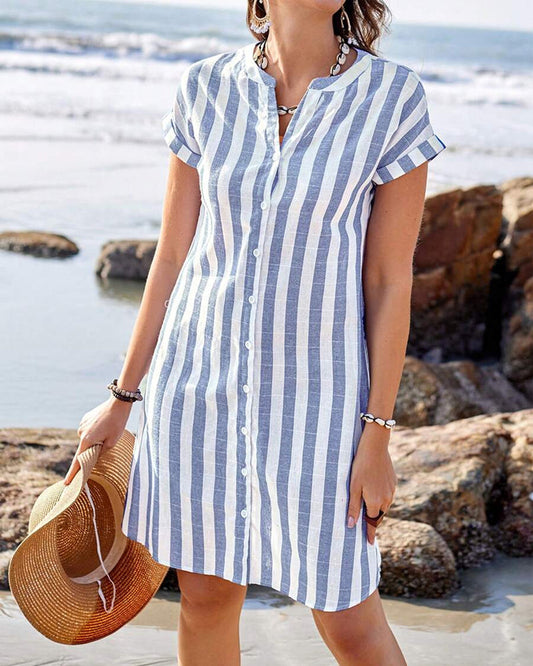 Madeline™ | Elegant striped shirt dress