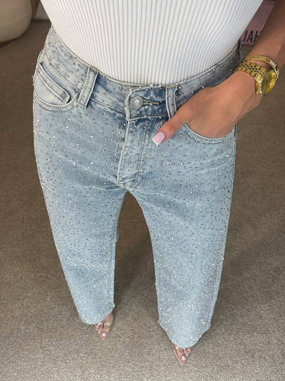Elyse™ | Diamanté Straight Jeans
