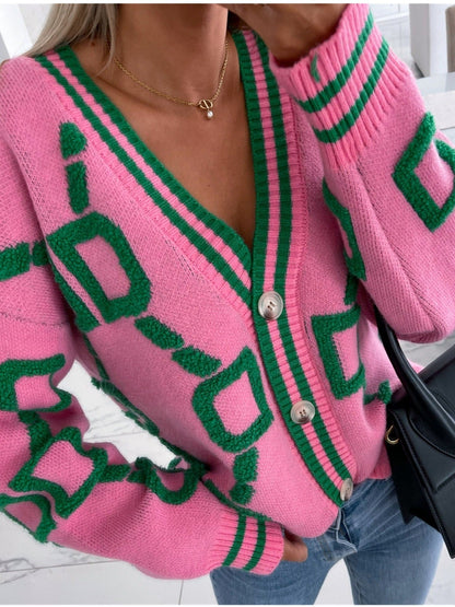 Victoria™ | Knitted Cardigan with Color Blocks
