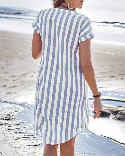 Madeline™ | Elegant striped shirt dress
