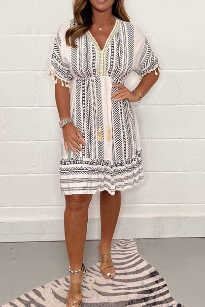 Marilyn - Vintage Bohemian Ethnic Print Dress