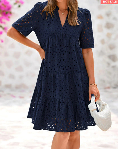 Vanda™| Chic Lace Ruffle Dress