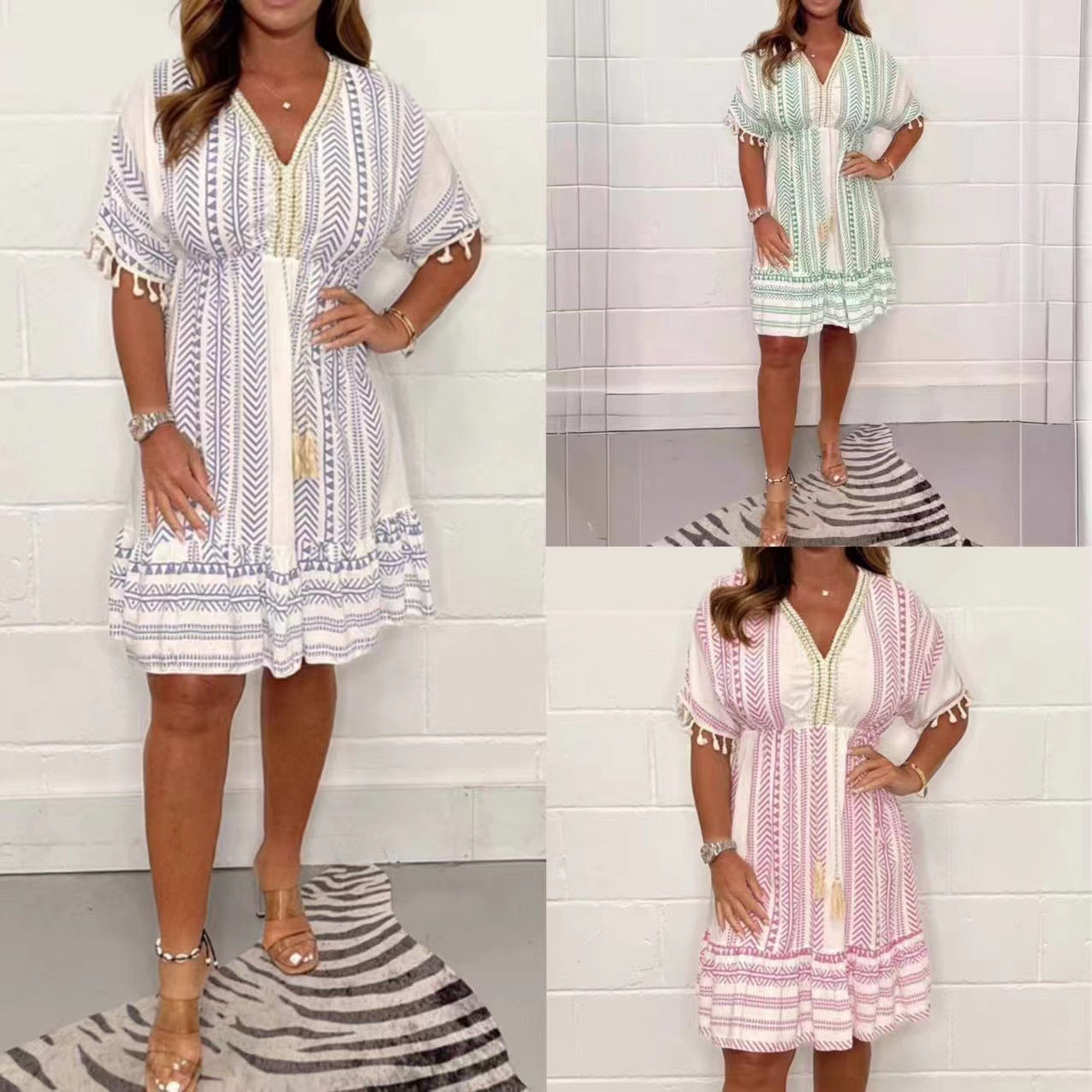 Marilyn - Vintage Bohemian Ethnic Print Dress