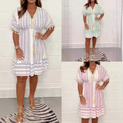 Marilyn - Vintage Bohemian Ethnic Print Dress