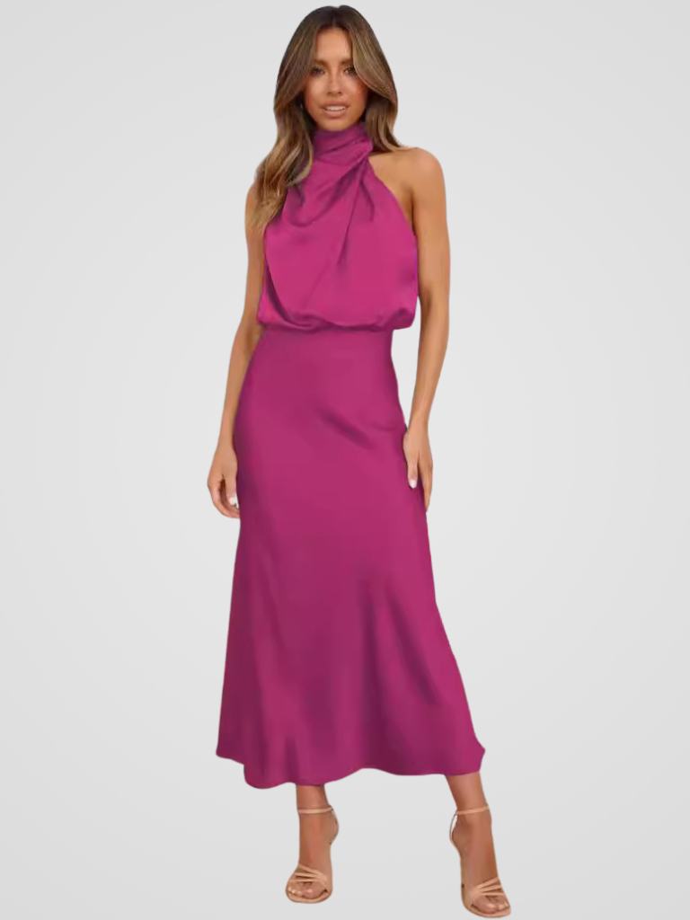 Élia™ | Midi dress with waterfall neckline and elegant draping