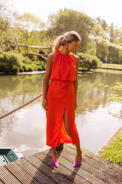 Marilyn - Elegant Summer Midi Dress with a Flowing and Refined Design