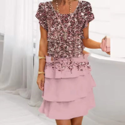 Marilyn - Pleated Floral Ruffle Dress