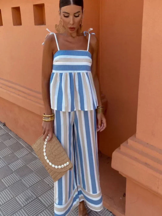 Hanne | Striped Tie-Strap Top Set