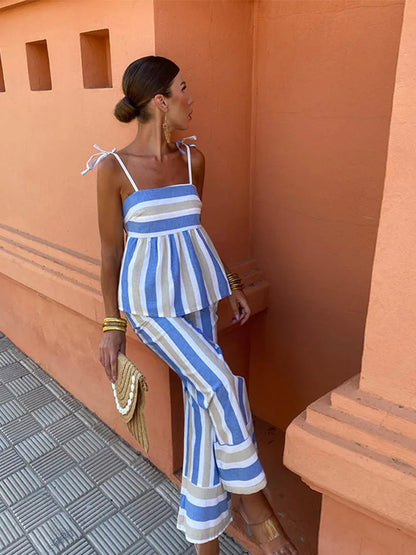Hanne | Striped Tie-Strap Top Set