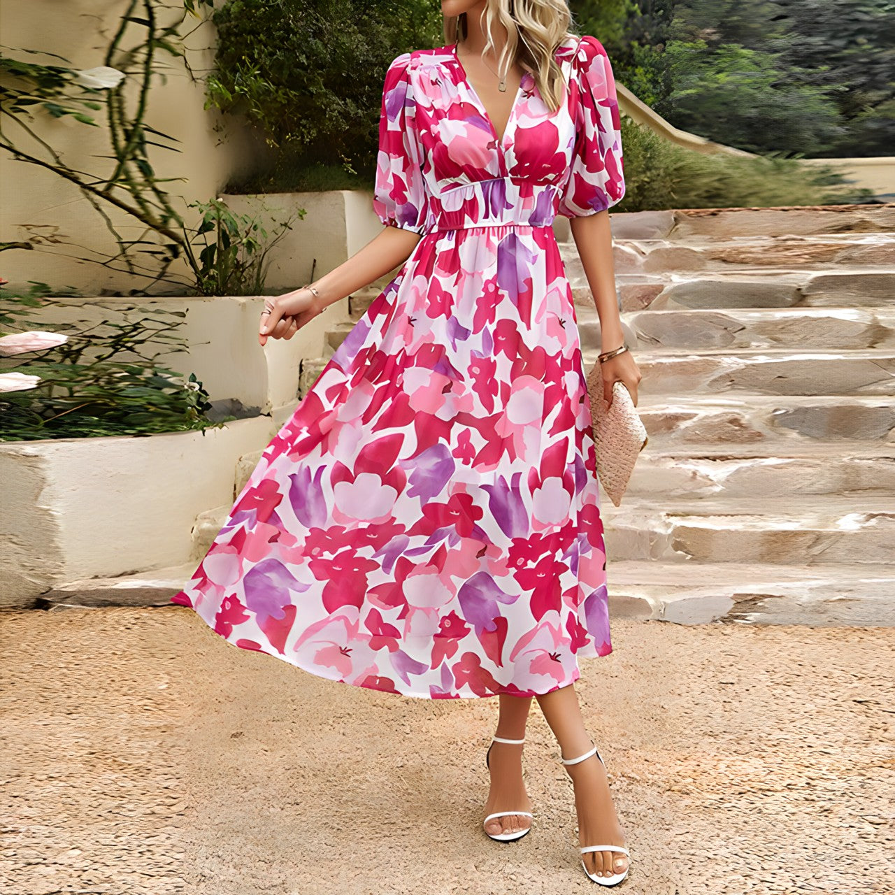 Sasha™ Elegant V-Neck Dress