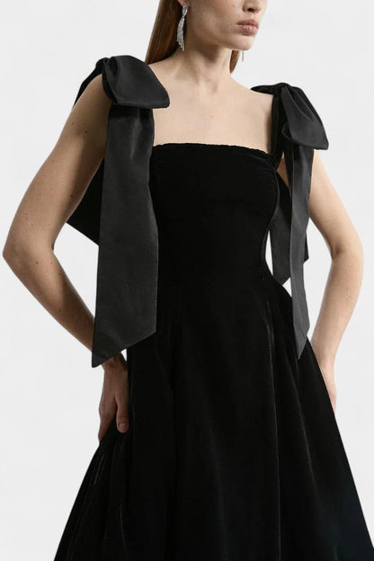 Ajla | Strapless Velvet Bow Midi Dress