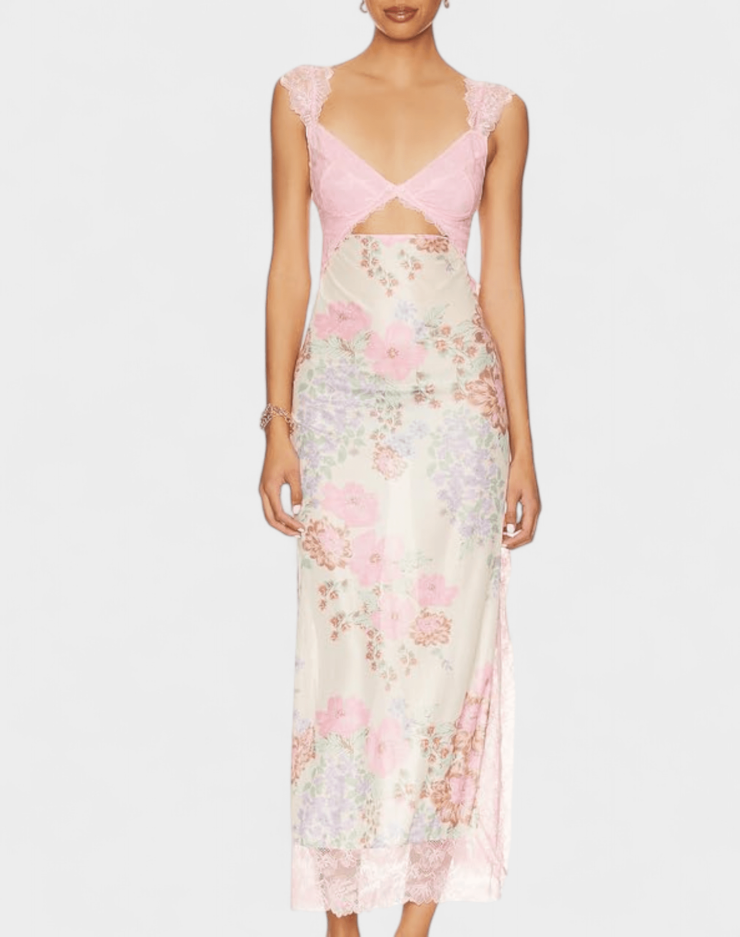 Amara | Lace Patchwork Backless Maxi Dress