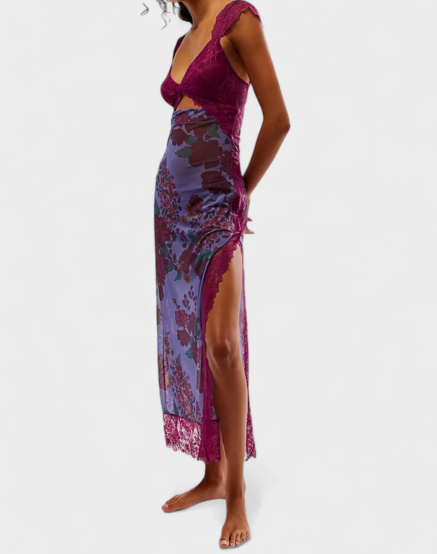 Amara | Lace Patchwork Backless Maxi Dress
