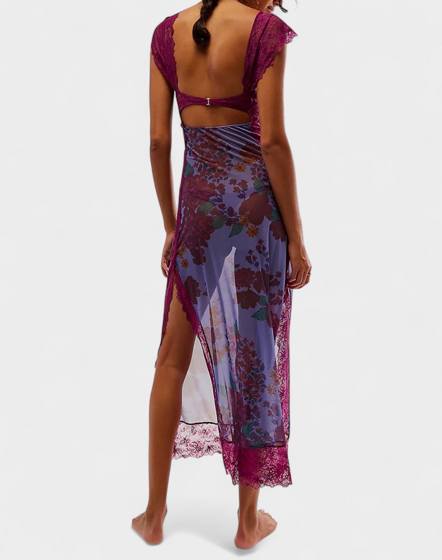 Amara | Lace Patchwork Backless Maxi Dress