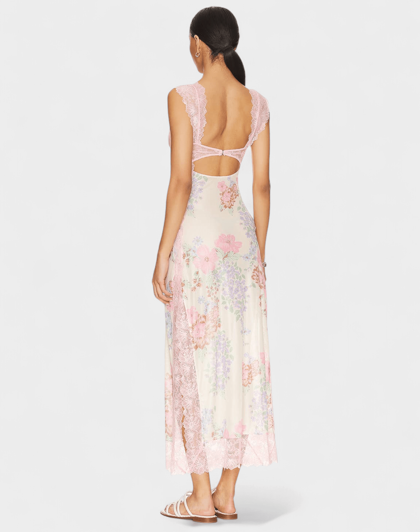Amara | Lace Patchwork Backless Maxi Dress